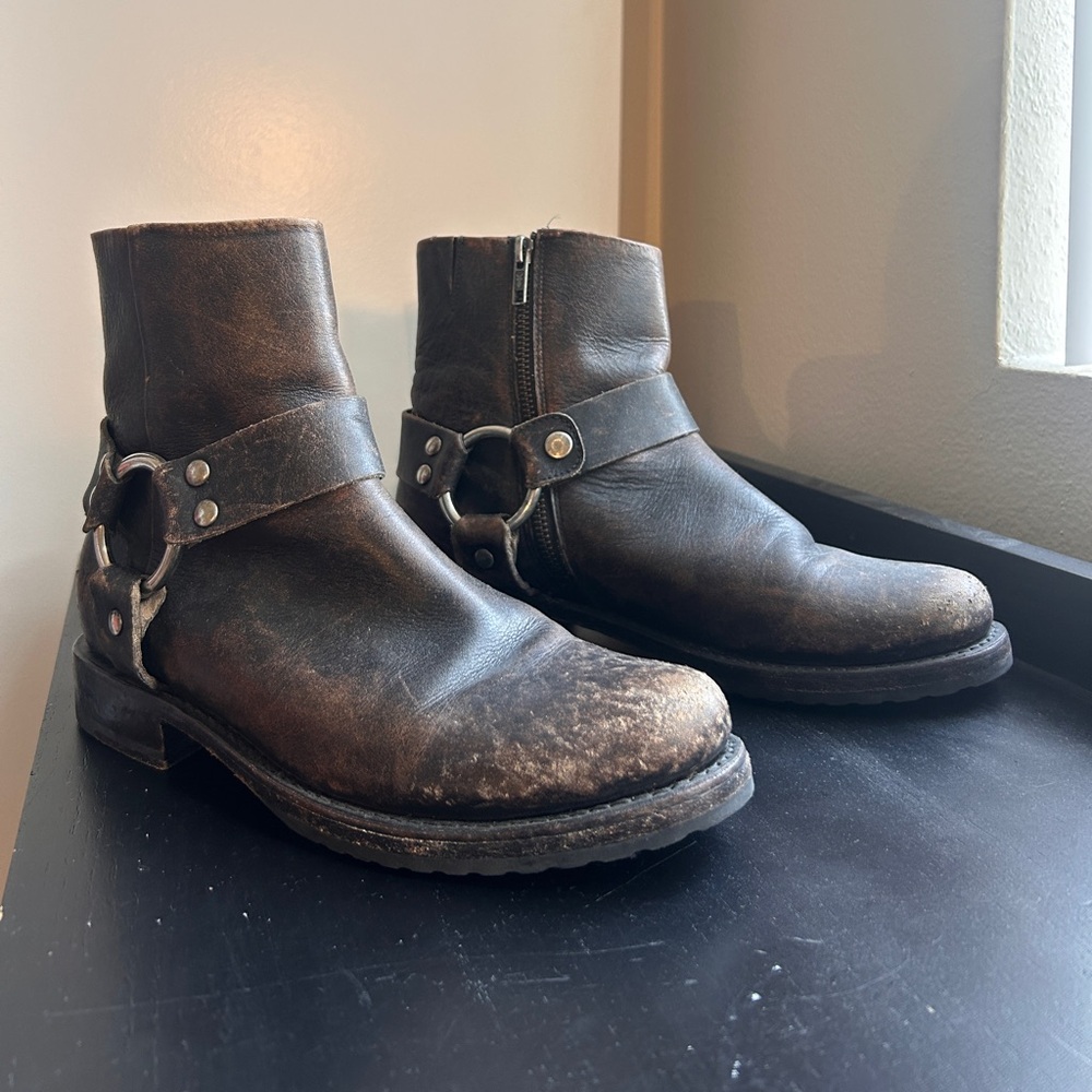 Frye Brown Leather Harness Boots